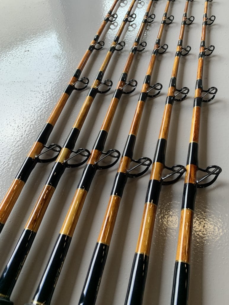 Custom Painted Wood Grain 6' Stand Up Trolling Rods - Connley Fishing